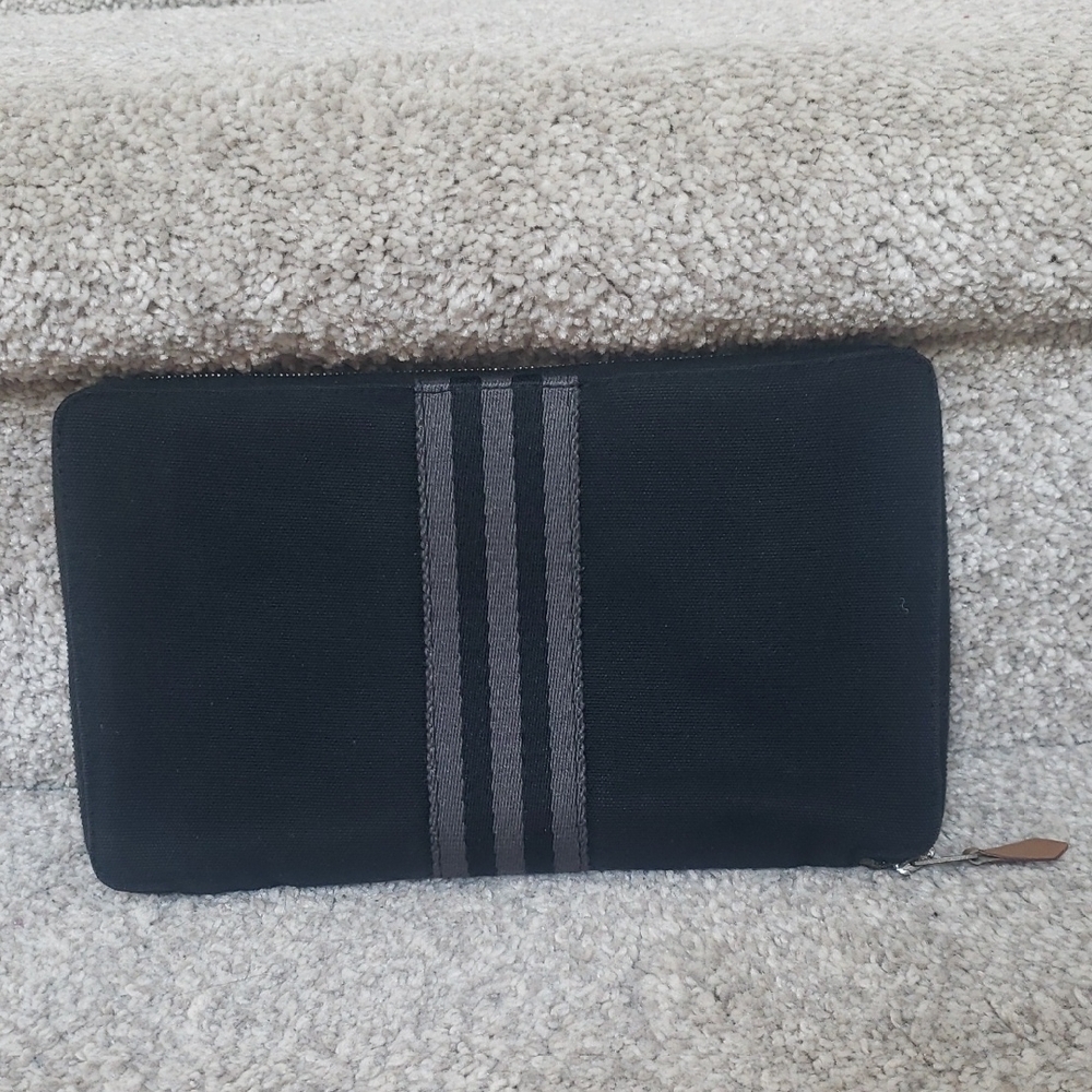Hermes Black And Grey Zippy Wallet Authentic